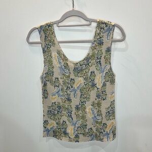 Y2K Nicola Crinkle Floral Mosaic Tank Top Size XS/S 90’s‎ Boho Vintage